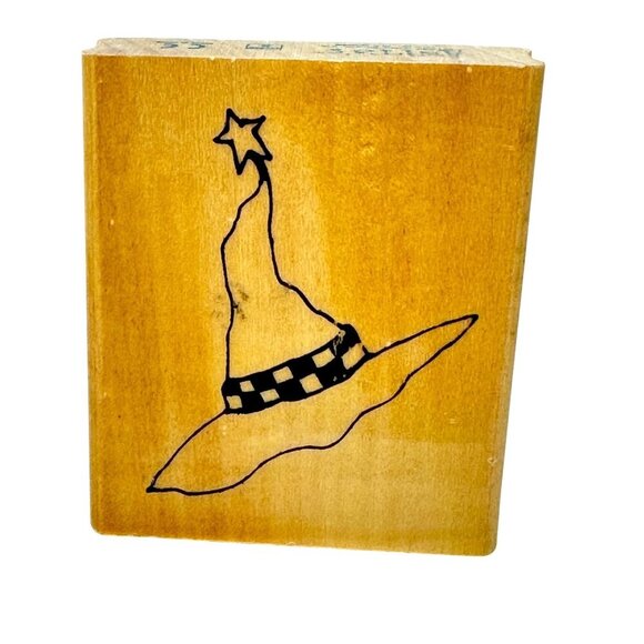Whimsical Witch Hat Rubber Stamp Wood Mount By Anitas 3x3 Inches Halloween - Picture 1 of 7